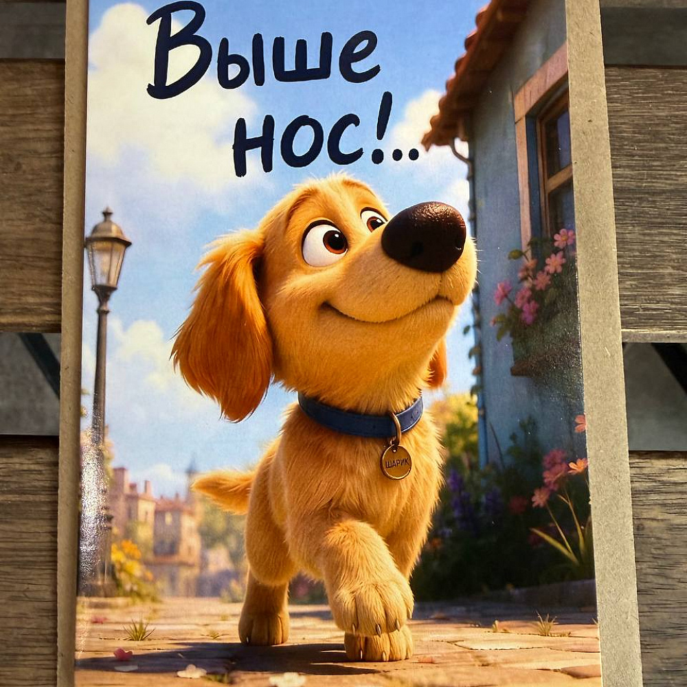 Открытка "Выше нос" с конвертом и надписью