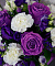 Крашеные розы, диантусы и эустома в шляпной коробке